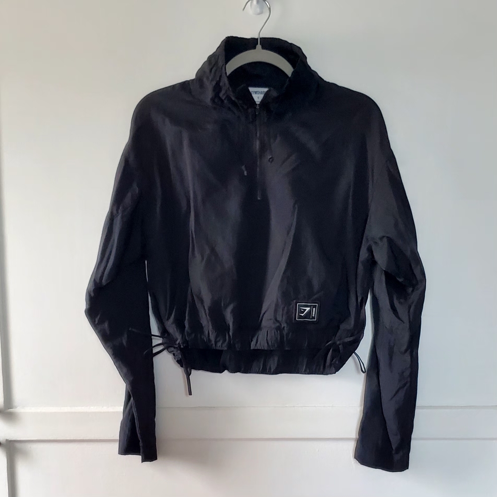 Gymshark Black Cropped Windbreaker Jacket